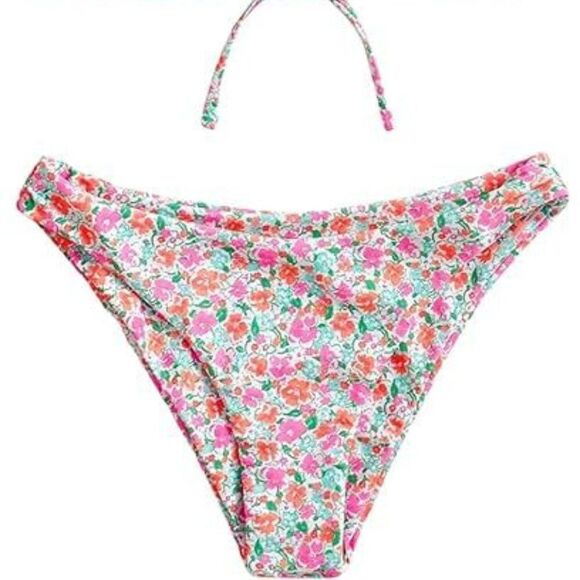 Shein Women's Ditsy Floral Criss-Cross Backless Bikini Swim Set Size Medium NEW - Picture 2 of 9